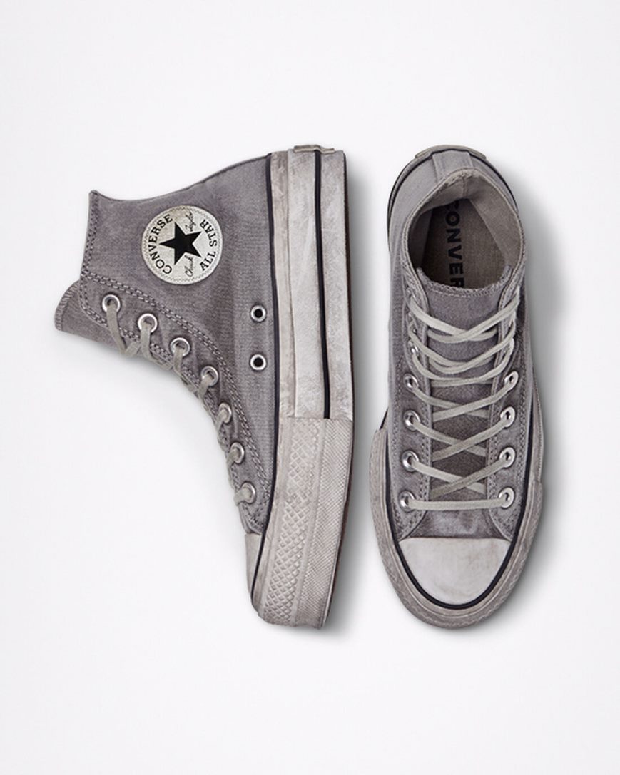 Topanky Na Platforme Converse Chuck Taylor All Star Lift Smoked Platene Vysoke Damske Siva Biele | SK WDHUC2